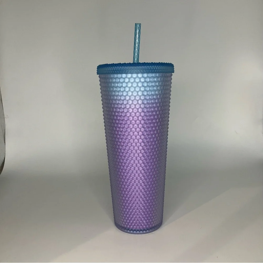 Starbucks Iridescent Colorful Purple Tumbler with Blue Straw 24 fl oz/ 710 ml